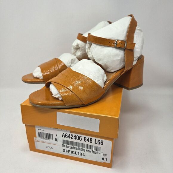 Miz Mooz Bela Ankle Strap Heel Sandals Tangerine Patent Leather EU 41 US 9.5-10 - Picture 2 of 4